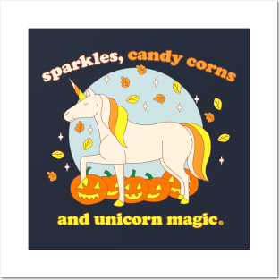 Halloween Sparkles, Candy Corns, and Unicorn Magic Posters and Art